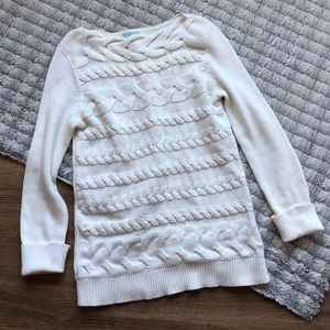 Cece • Ivory Boatneck Cable Knit Sweater • Size S